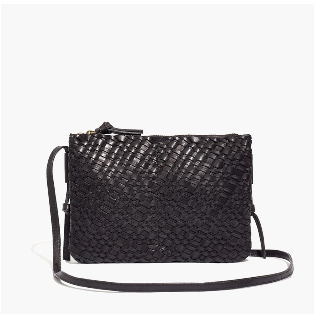 Madewell The Knotted Crossbody Bag Woven Leather in Black
